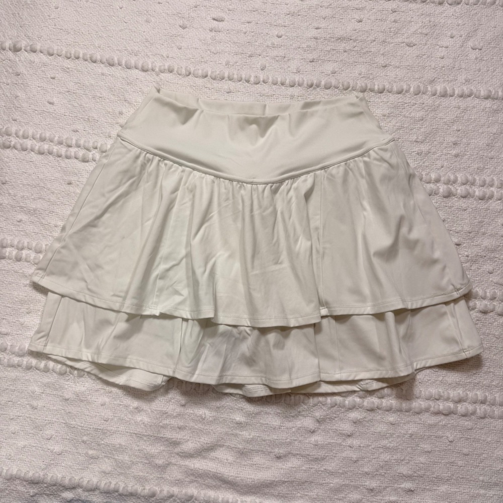 Gilly Hicks Go Energize White Tiered Ruffle Tennis Skort Skirt Womens Medium